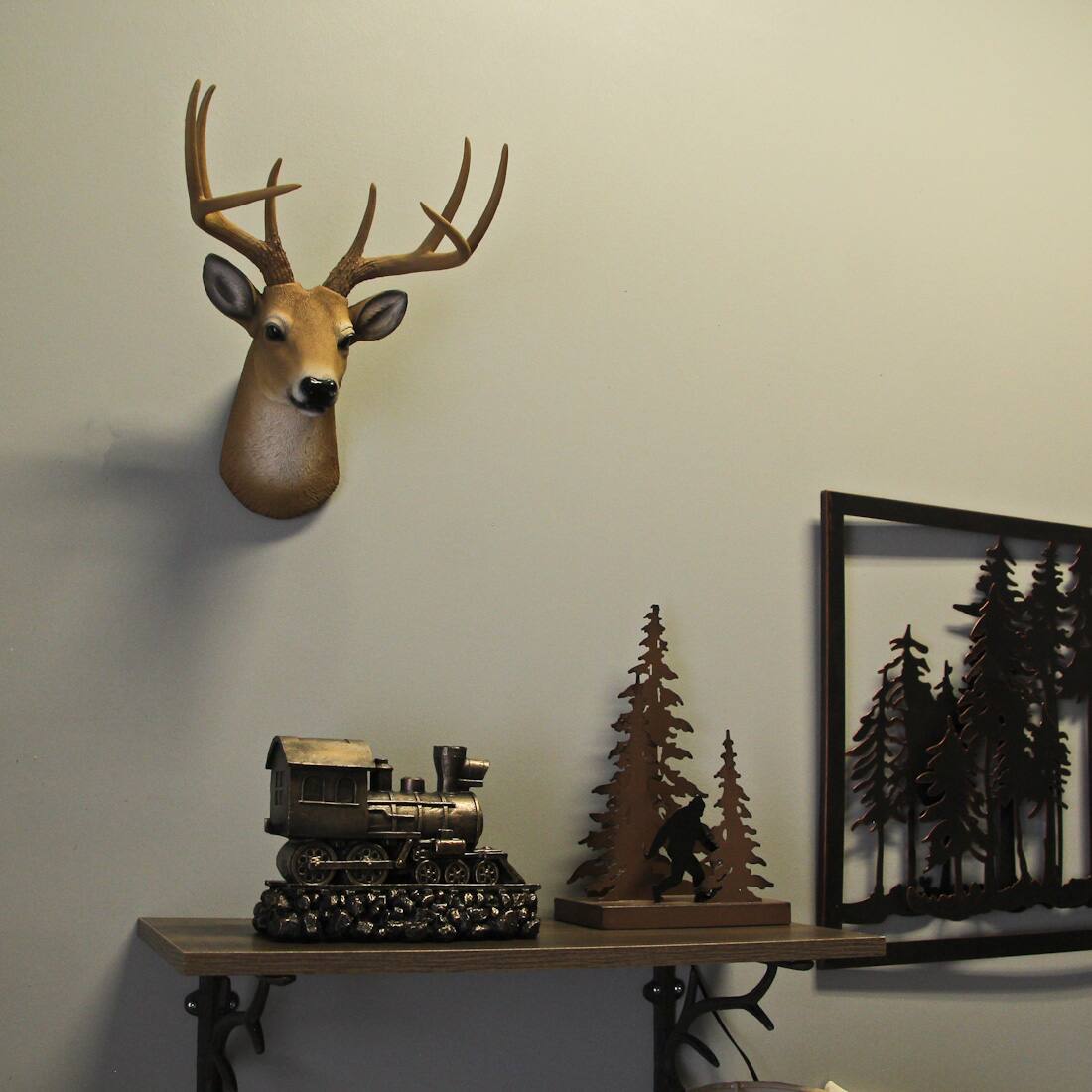 Alt View 3. Zeckos - Buck Horns Amazing Antlers Wall Mounted Trophy Deer Head Sculpture - Brown.