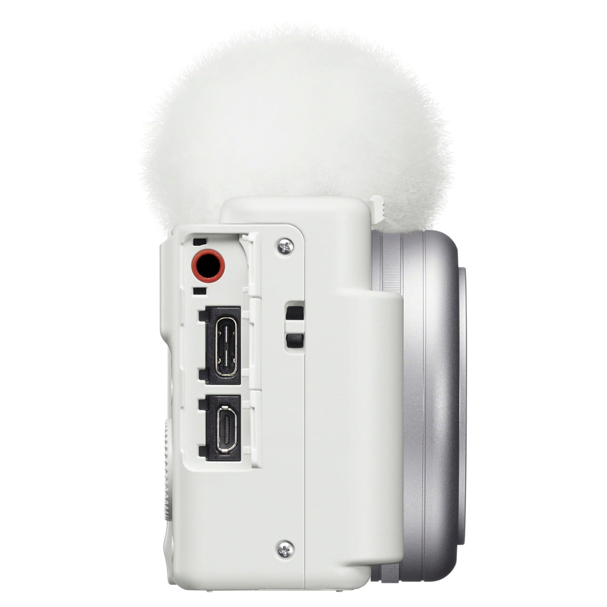 Alt View 3. Sony - Sony ZV-1F Vlogging Camera (White) | Easy Smartphone Connection : 64GB Extreme Memory, Editing Software, Grip, and Case - Black.