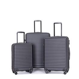 Ropilly - 3 Piece Luggage Set Hardshell Suitcase with Wheels TSA Lock 20 24 28 Inch - Black