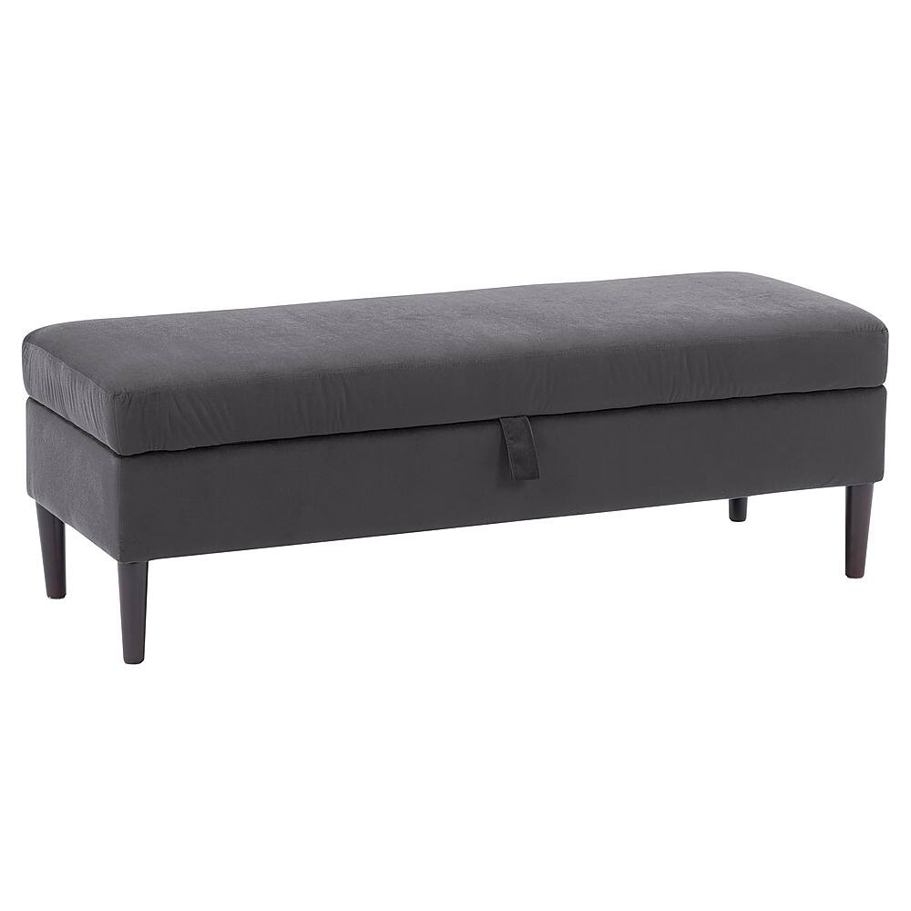 Angle View: CorLiving Perry Velvet Storage Ottoman - Dark Grey