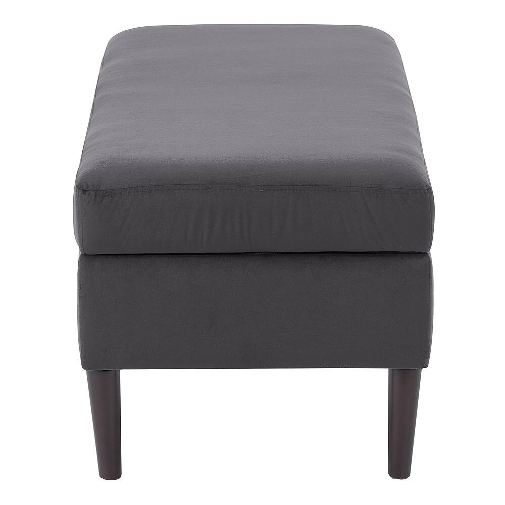 Left View: CorLiving Perry Velvet Storage Ottoman - Dark Grey