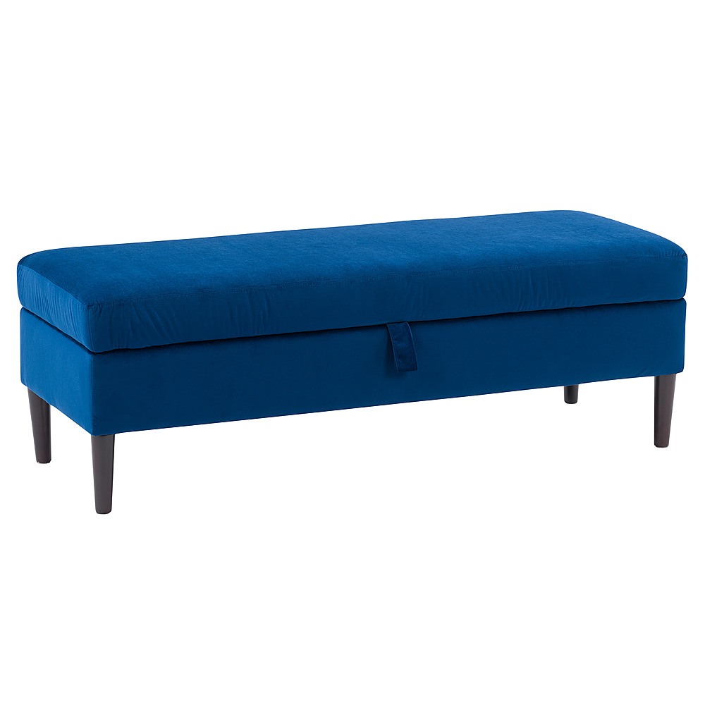 Angle View: CorLiving Perry Velvet Storage Ottoman - Blue