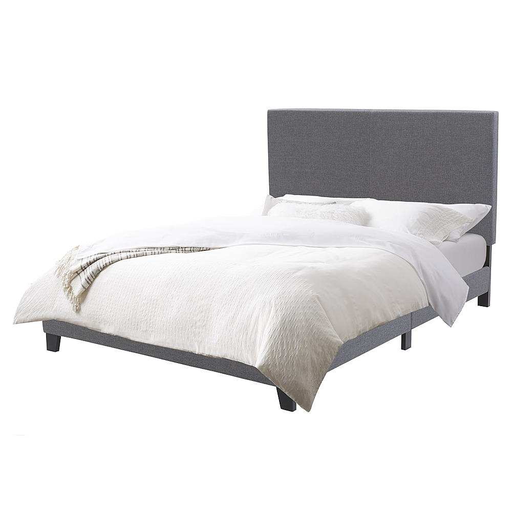 Angle View: CorLiving Juniper Fabric Upholstered  Bed, Double - Grey