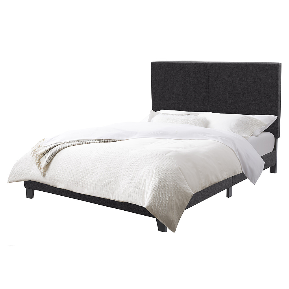 Angle View: CorLiving Juniper Fabric Upholstered  Bed, Double - Charcoal