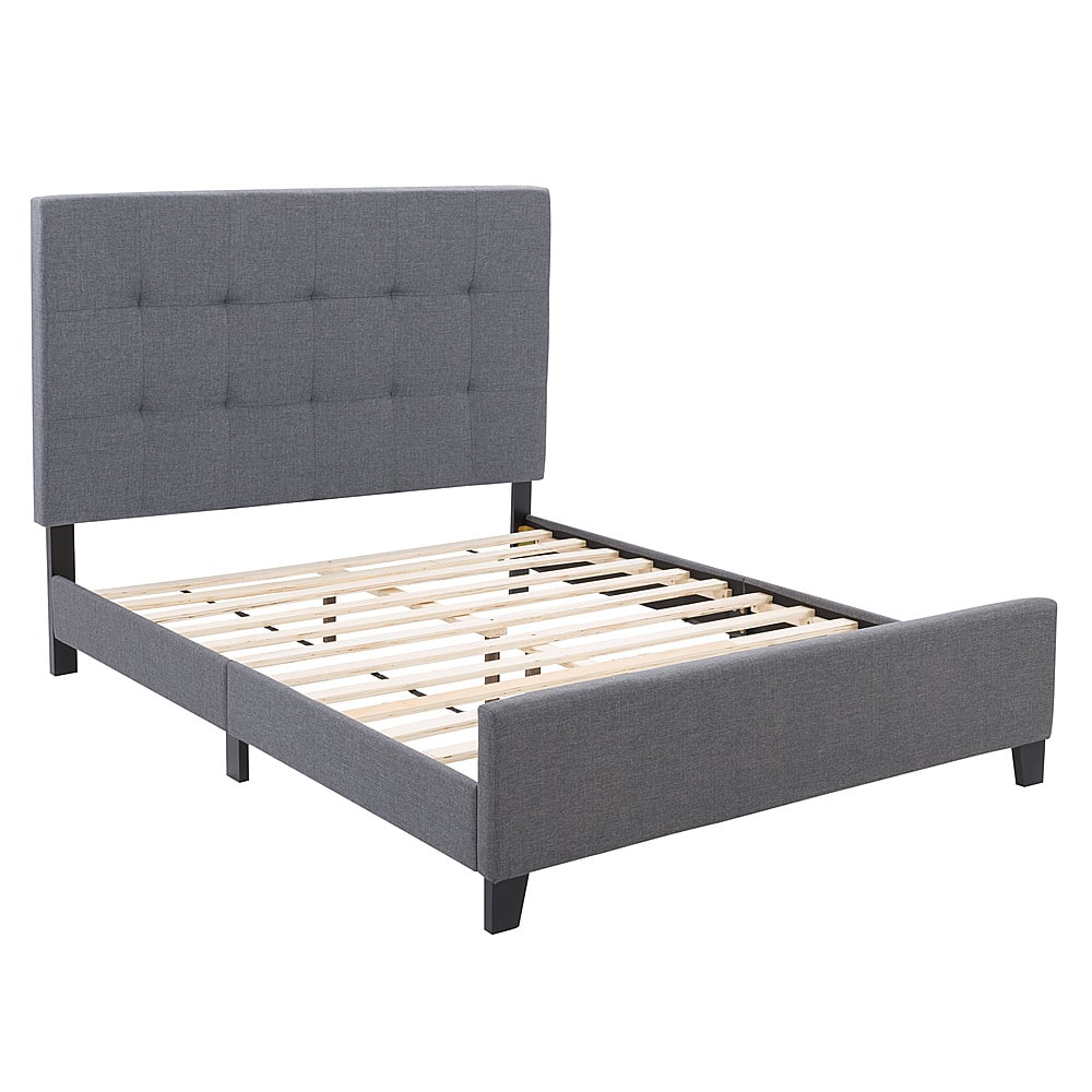 Best Buy: CorLiving Ellery Fabric Upholstered Double Bed Frame Grey BSN ...