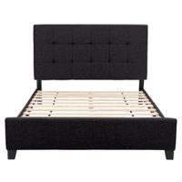 CorLiving - Ellery Fabric Upholstered Queen Bed Frame - Black - Front_Zoom