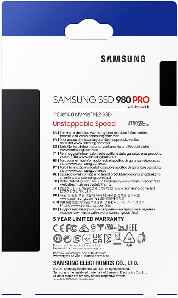 Alt View 18. Samsung - Geek Squad Certified Refurbished 980 PRO 1TB Internal Gaming SSD PCIe Gen 4 x4 NVMe with Heatsink for PS5 - Black.