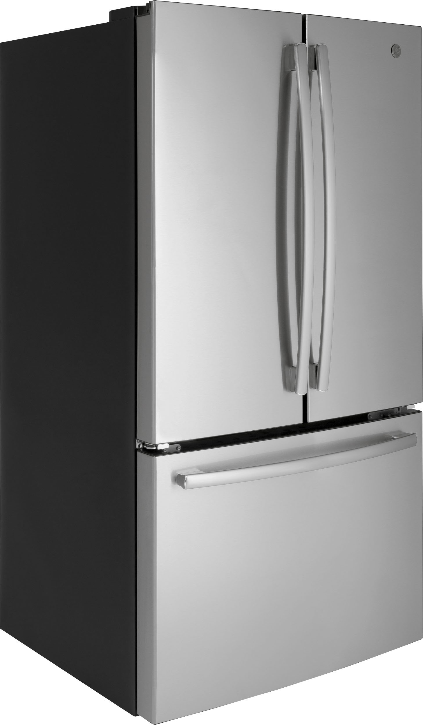 Angle View: GE - 27.0 Cu. Ft. French Door Refrigerator with Internal Water Dispenser - High gloss white