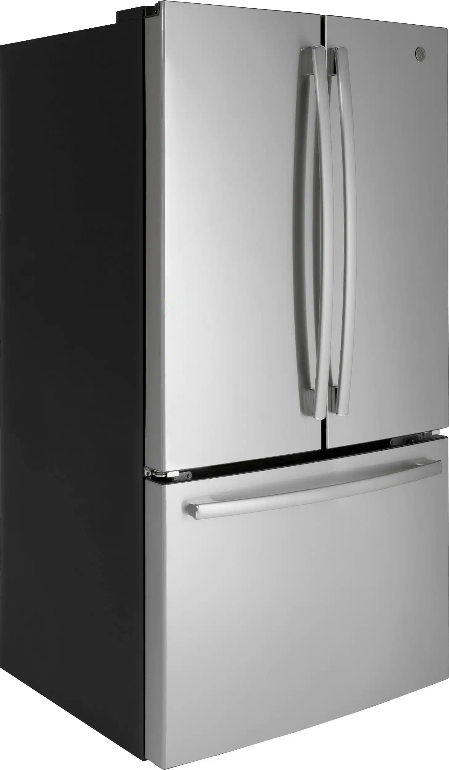 Angle. GE - 27.0 Cu. Ft. French Door Refrigerator with Internal Water Dispenser - Stainless Steel.