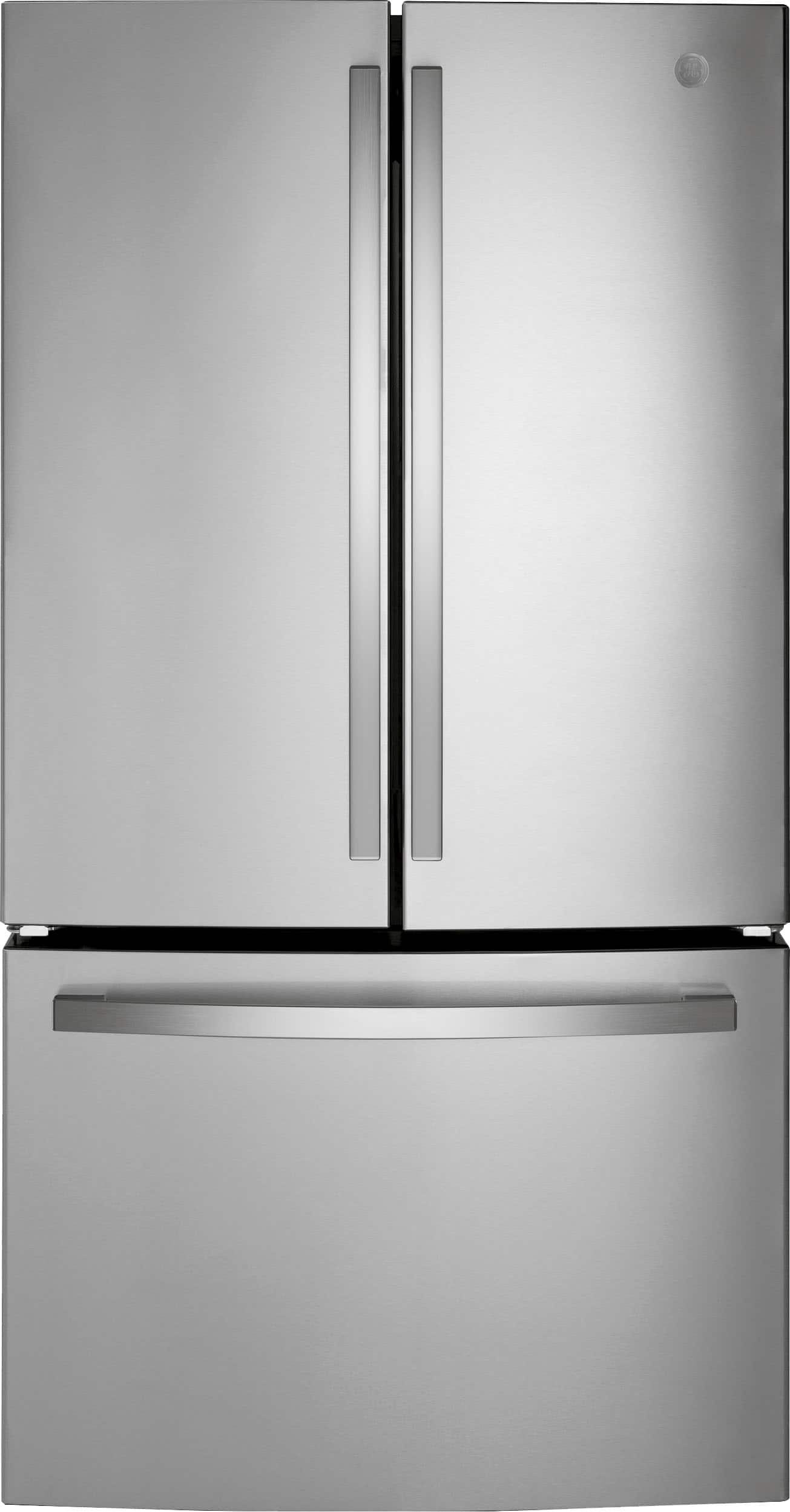 GE - 27.0 Cu. Ft. French Door Refrigerator with Internal Water Dispenser - Stainless Steel - Front_Zoom