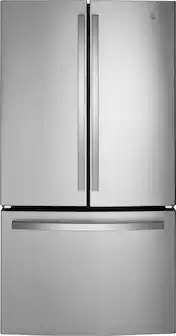 Front. GE - 27.0 Cu. Ft. French Door Refrigerator with Internal Water Dispenser - Fingerprint Resistant Stainless Steel.