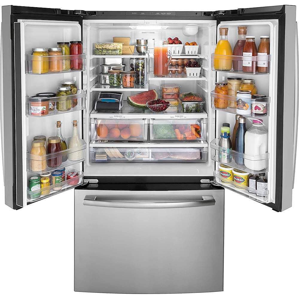 Alt View 1. GE - 27.0 Cu. Ft. French Door Refrigerator with Internal Water Dispenser - Fingerprint Resistant Stainless Steel.