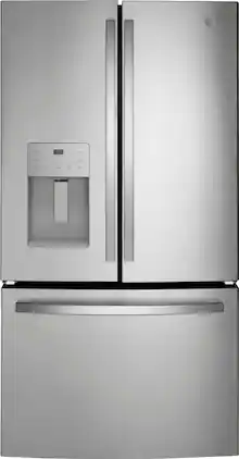 GE - 25.6 Cu. Ft. French Door Refrigerator with Space-Saving Ice Maker - Stainless Steel