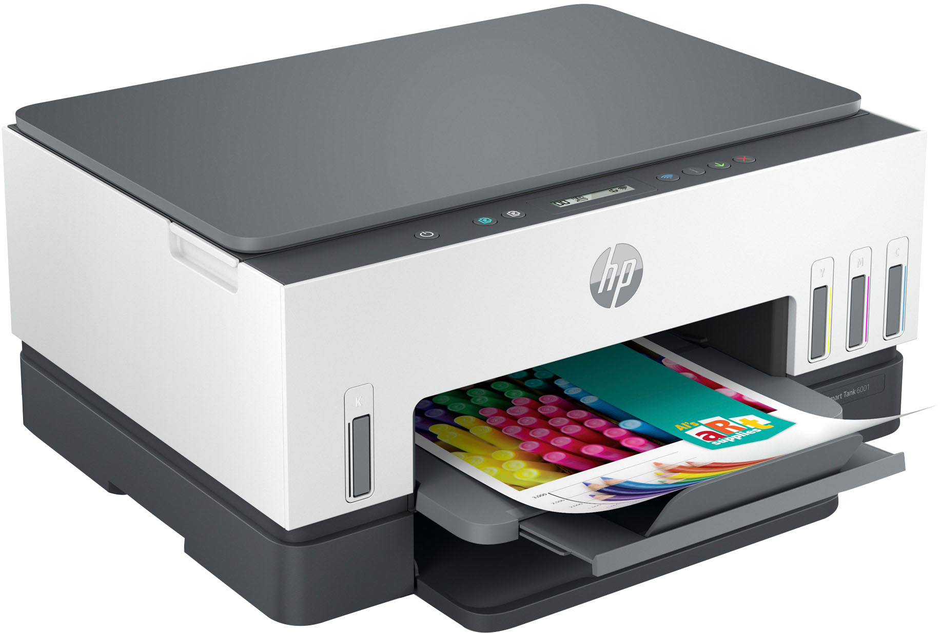 Left View: HP - Smart Tank 6001 Wireless All-In-One Supertank Inkjet Printer with up to 2 Years of Ink Included - Basalt