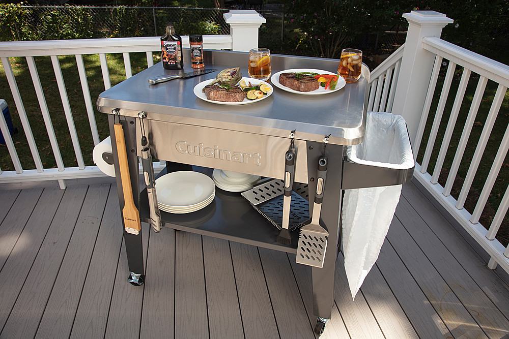 Left View: Cuisinart - Outdoor Grill Prep Table - Stainless Steel