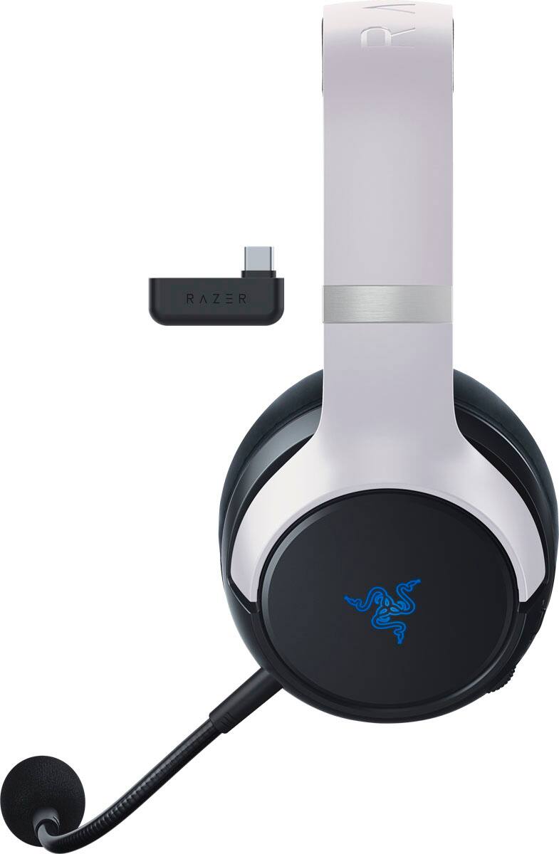 Left. Razer - Kaira Pro HyperSense Wireless Gaming Headset for PS5, PS4, PC, and Switch - White.