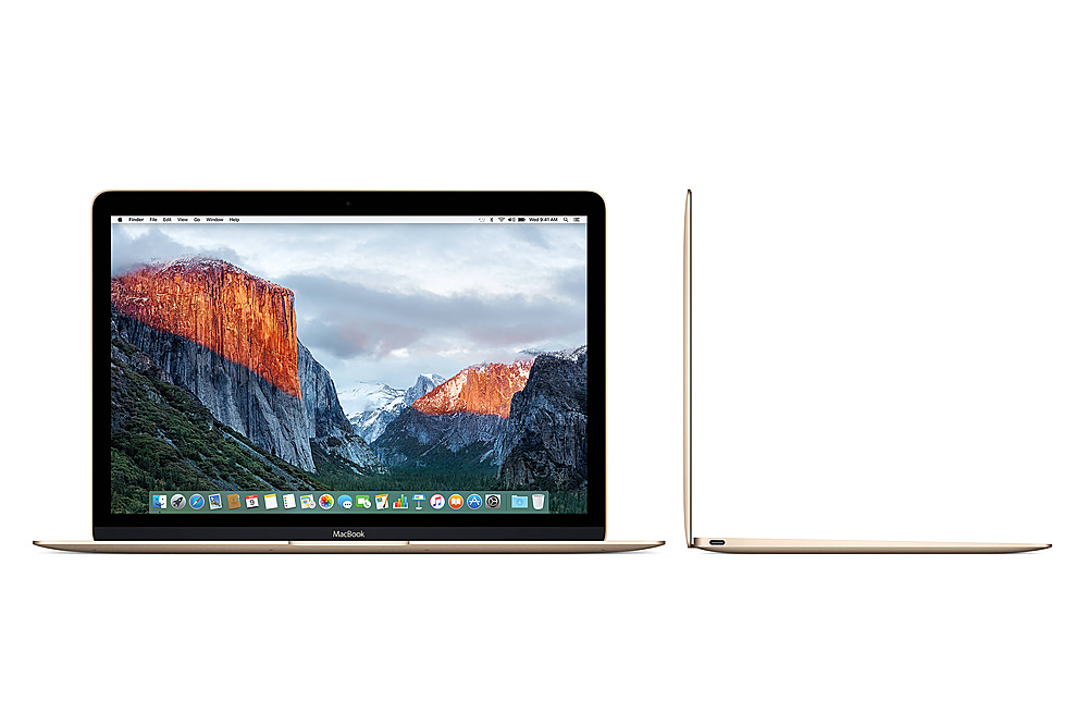 Left View: Apple - MacBook 12-inch Retina Display Pre-Owned Early 2016 (MLHE2LL/A) Intel Core m3 256GB - Gold