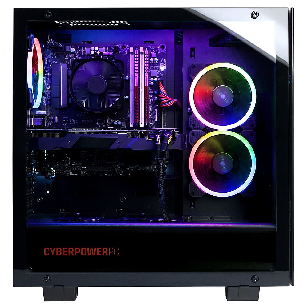 Left View: CyberPowerPC - Gamer Xtreme Gaming Desktop -Intel Core i3-12100F - 8GB Memory - NVIDIA GeForce RTX 3050 - 500GB SSD - Black