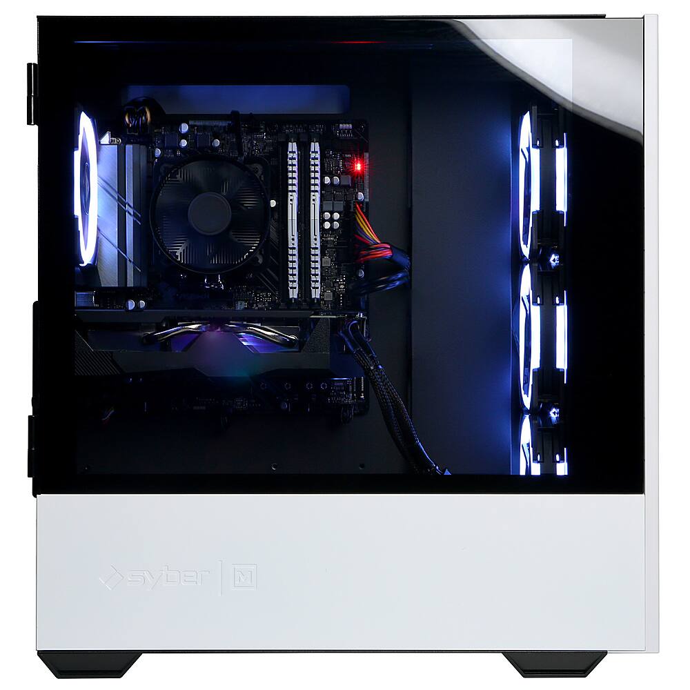 Left View: CyberPowerPC - Gamer Xtreme Gaming Desktop -Intel Core i5-12400F - 16GB Memory - AMD Radeon RX 6500 XT - 500GB  SSD - White
