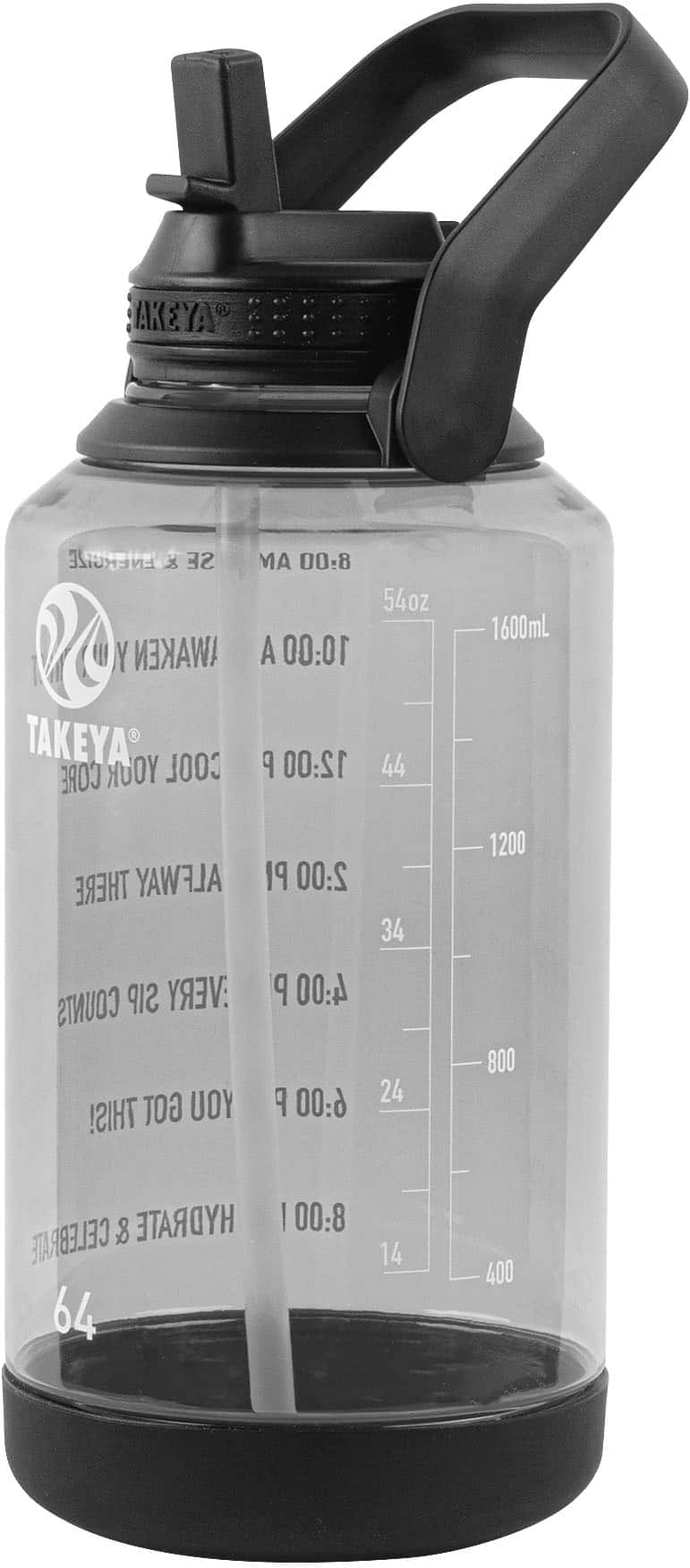 Takeya - Tritan 64-oz. Motivational Water Bottle with Straw Lid - Stormy Black - Angle_Zoom