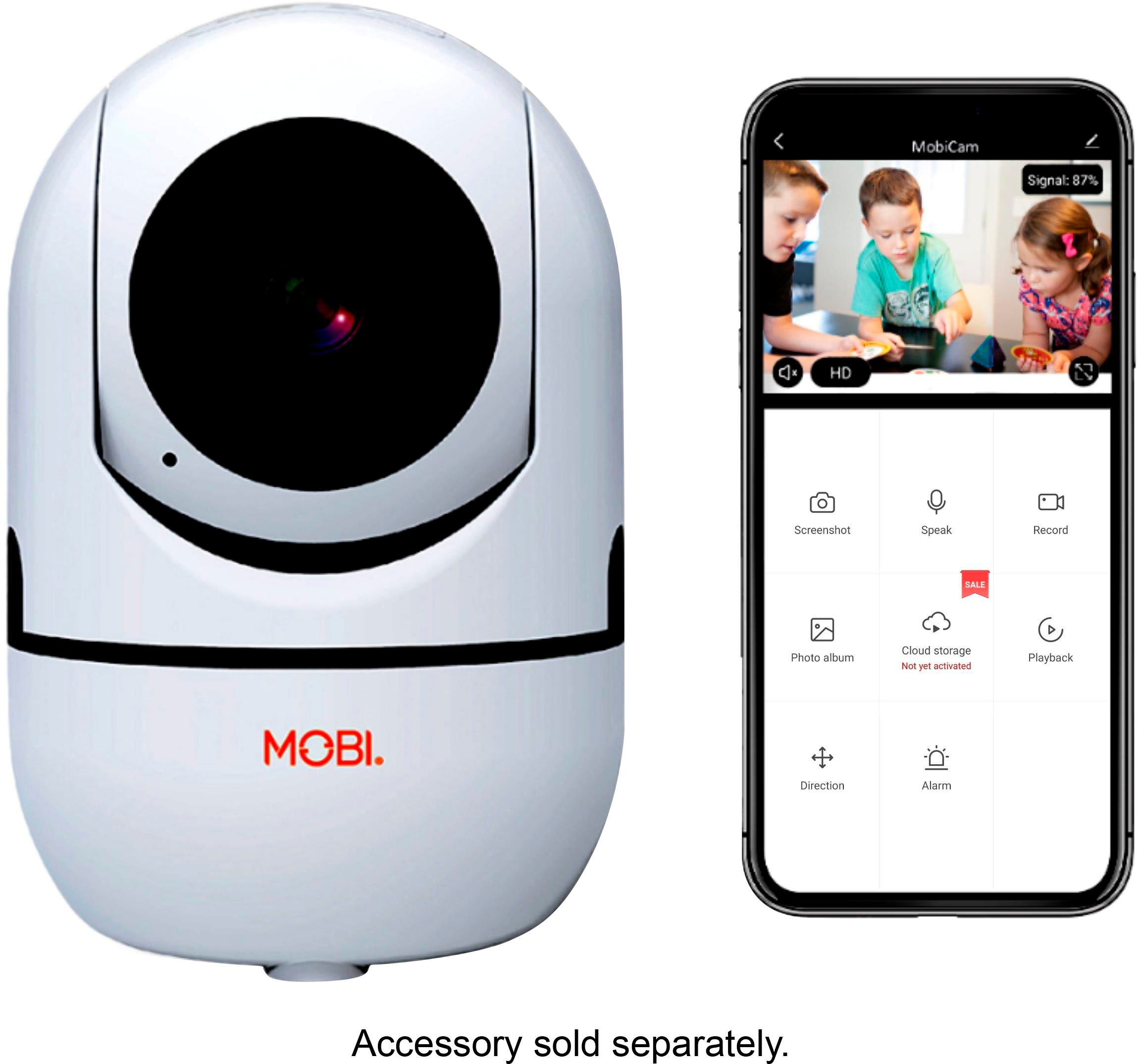 Angle View: MOBI - Cam HDX Smart HD Pan & Tilt Wi-Fi Baby Monitoring Camera with 2-way Audio and Powerful Night Vision - White