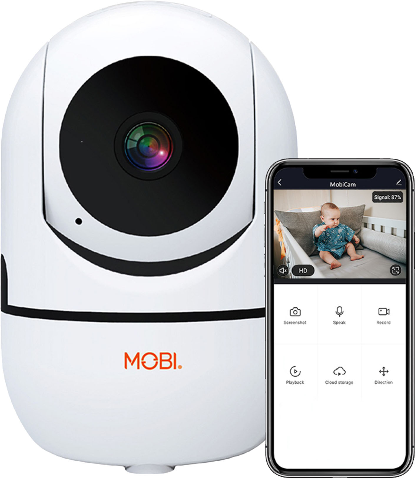 MOBI Cam HDX Smart HD Pan & Tilt Wi-Fi Baby Monitoring Camera with 2-way  Audio and Powerful Night Vision White 70196 - Best Buy