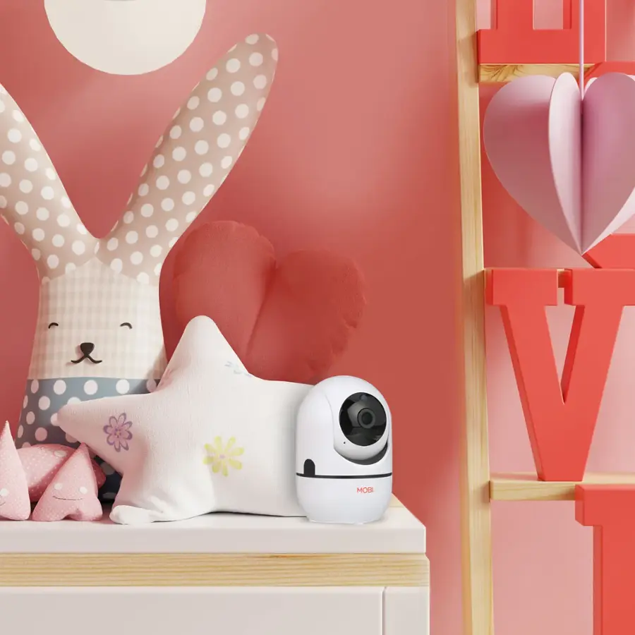 Alt View 16. MOBI - Cam HDX Smart HD Pan & Tilt Wi-Fi Baby Monitoring Camera with 2-way Audio and Powerful Night Vision - White.