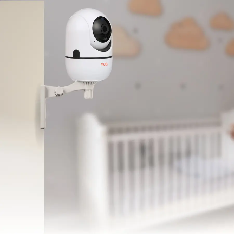 Alt View 17. MOBI - Cam HDX Smart HD Pan & Tilt Wi-Fi Baby Monitoring Camera with 2-way Audio and Powerful Night Vision - White.