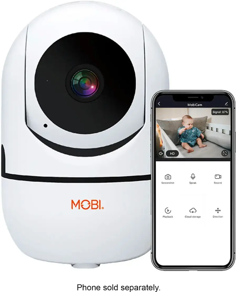 Alt View 18. MOBI - Cam HDX Smart HD Pan & Tilt Wi-Fi Baby Monitoring Camera with 2-way Audio and Powerful Night Vision - White.