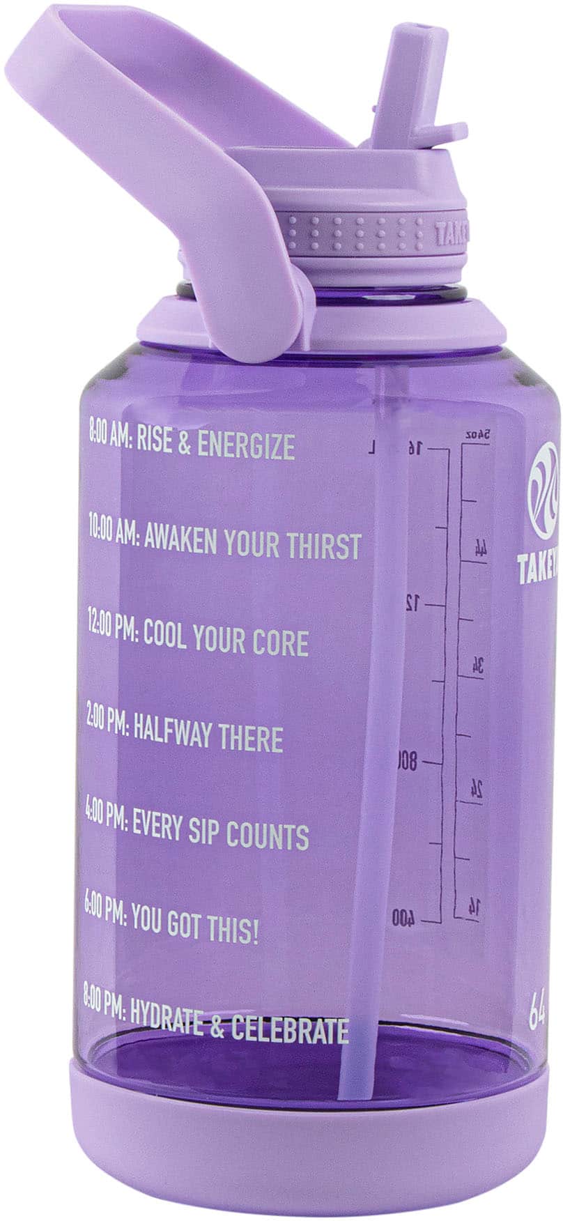 Left. Takeya - Tritan 64oz Straw Motivational - Vivacity Purple.