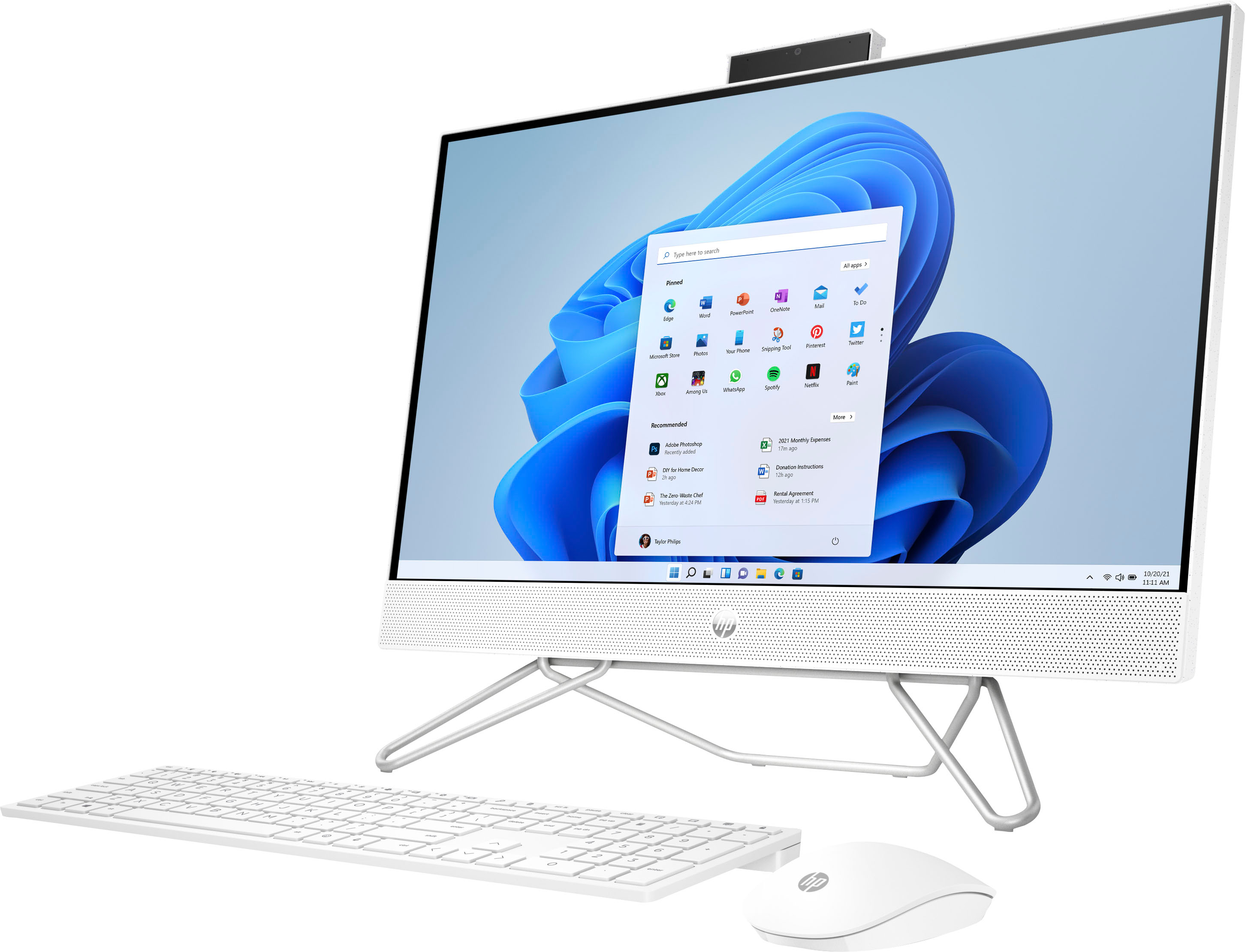 Left View: HP - 24" Touch-Screen All-In-One - AMD Ryzen 5 - 8GB Memory - 1TB SSD - Starry White