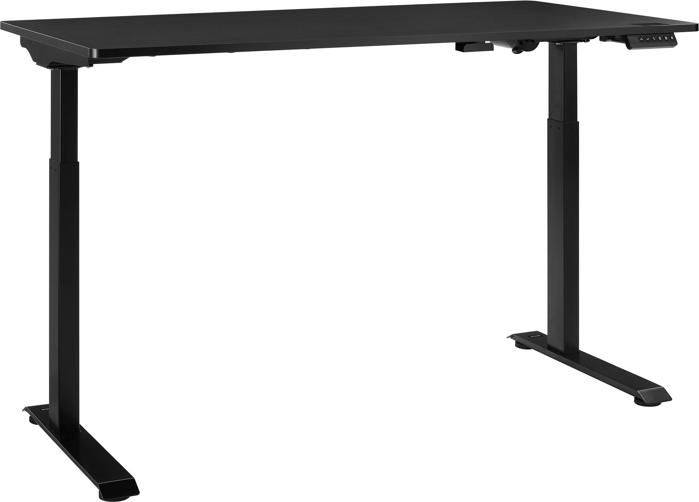 Angle View: Victor - High Rise Electric Triple Monitor Standing Desk - Black, Aluminum