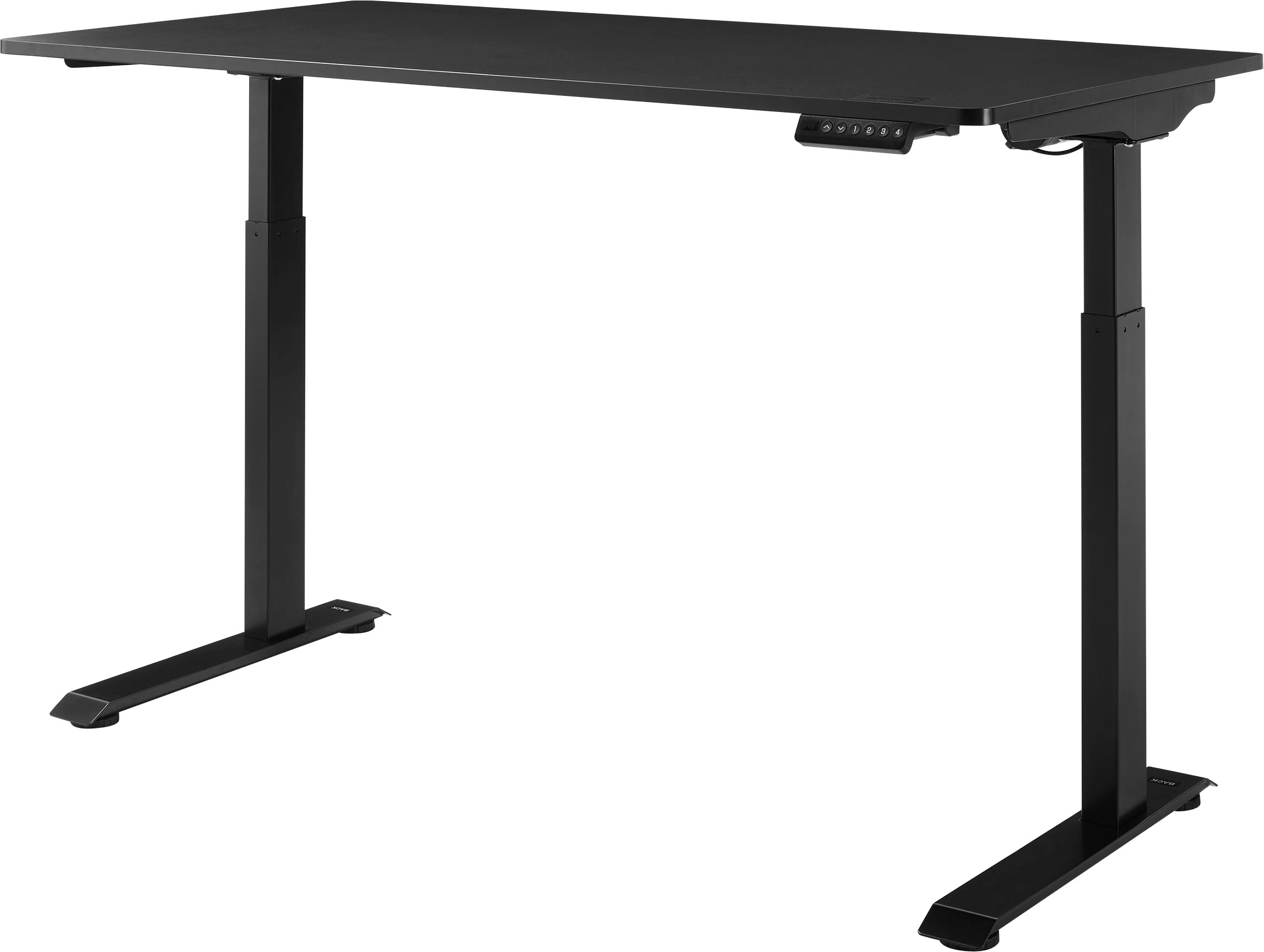 Left View: Insignia™ - Adjustable Powered 1-Drawer Standing Desk with Electronic Controls – 47.6" Wide - White