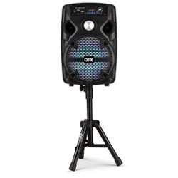 QFX - 8" BT Recharge Speaker with Microphone & Stand - Black - Front_Zoom