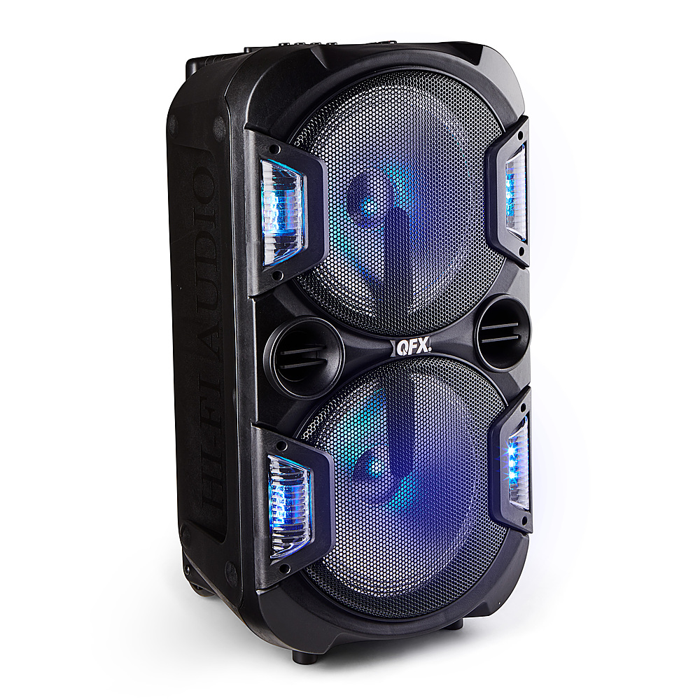 Angle View: QFX - 2 x 10" Trolley and Wheels BT Speaker Rechargeable - Black