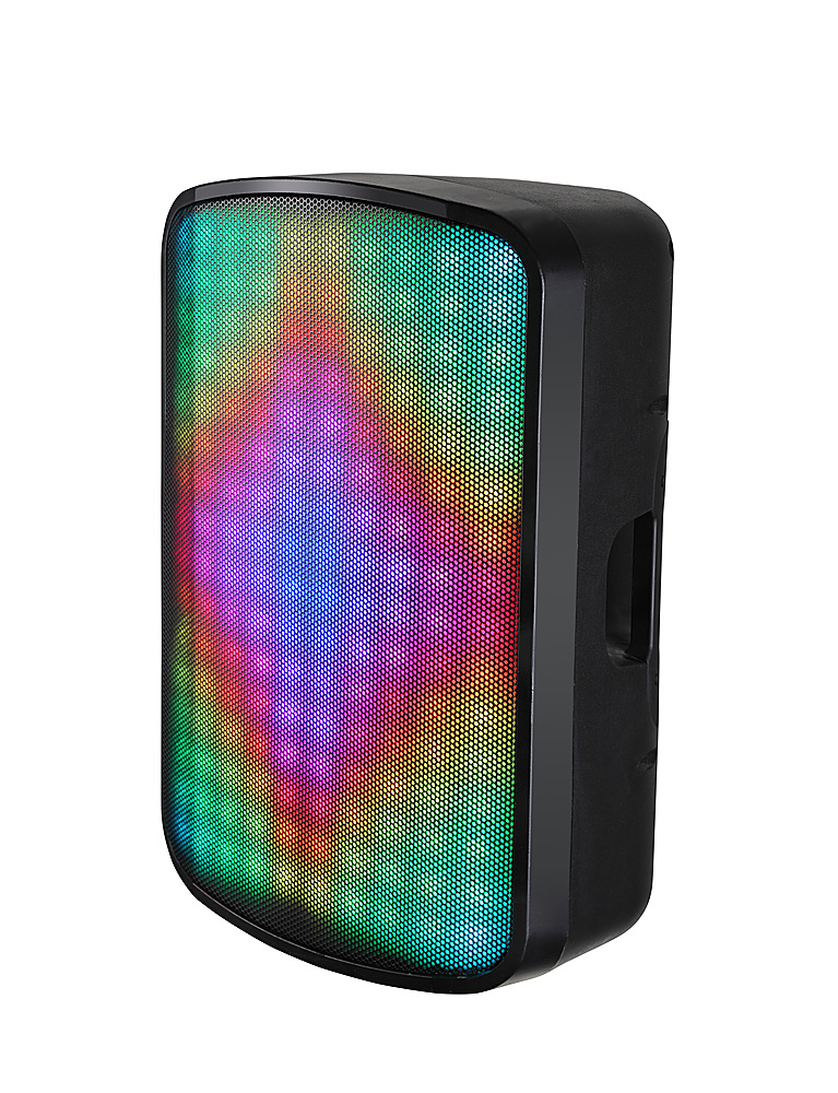 Left View: QFX - 15" Rechargeable BT Speaker Liquid Motion Lights - Black