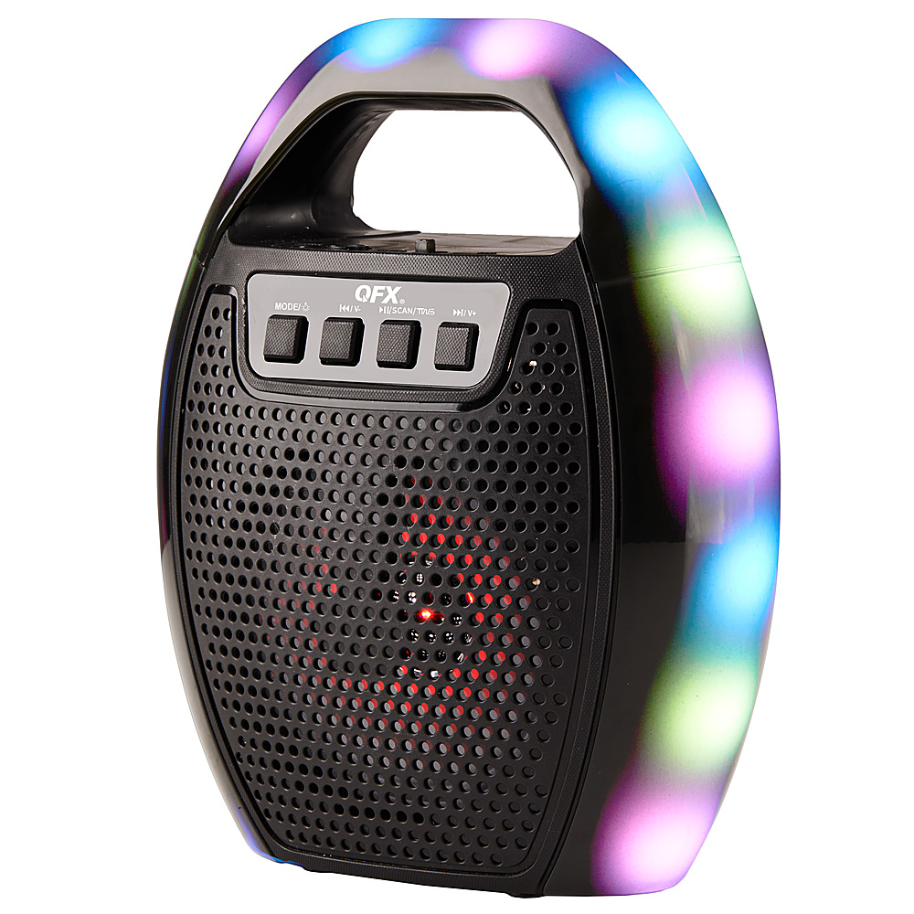 Left View: QFX - 4" Bluetooth Recharge Speaker Handle Lights - Black