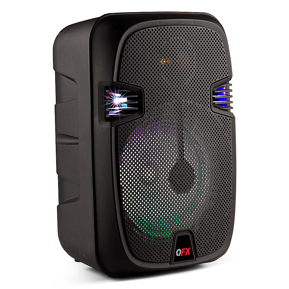 Angle View: QFX - 2 x 8" BT Recharge Speaker with Lights - Black