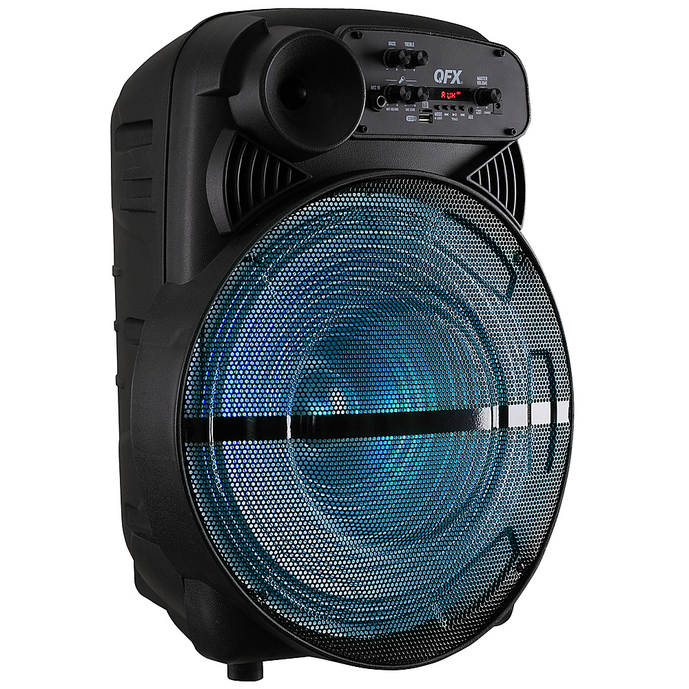 Angle View: QFX - 15" BT Speaker Rechargeable with Lights - Black