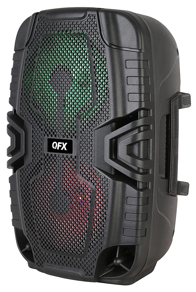 Left View: QFX - 2 x 6.5" Bluetooth Recharge Speaker with TWS - Black