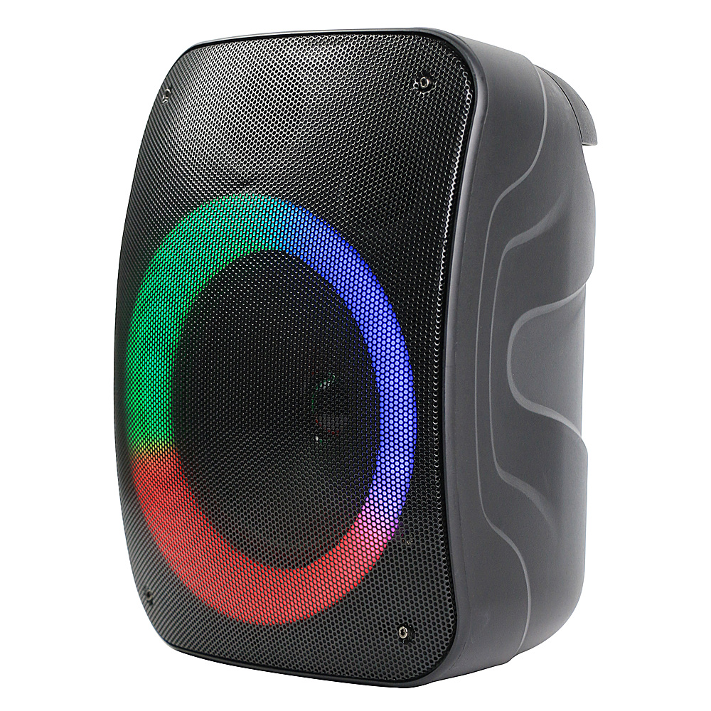 Left View: QFX - 4" BT Speaker BT Recharge Wedge Design - Black