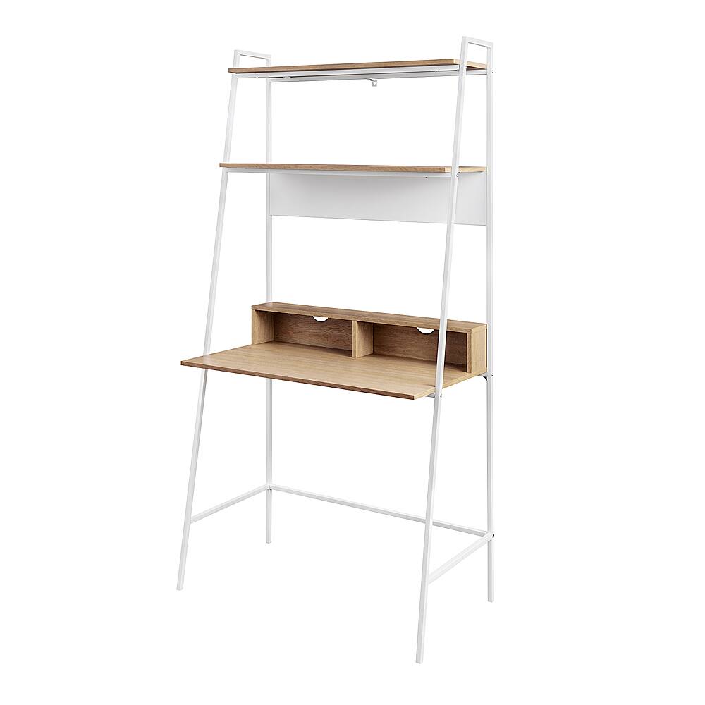 Angle View: Walker Edison - Urban Metal Frame Desk with Magnet Board - Coastal Oak/White