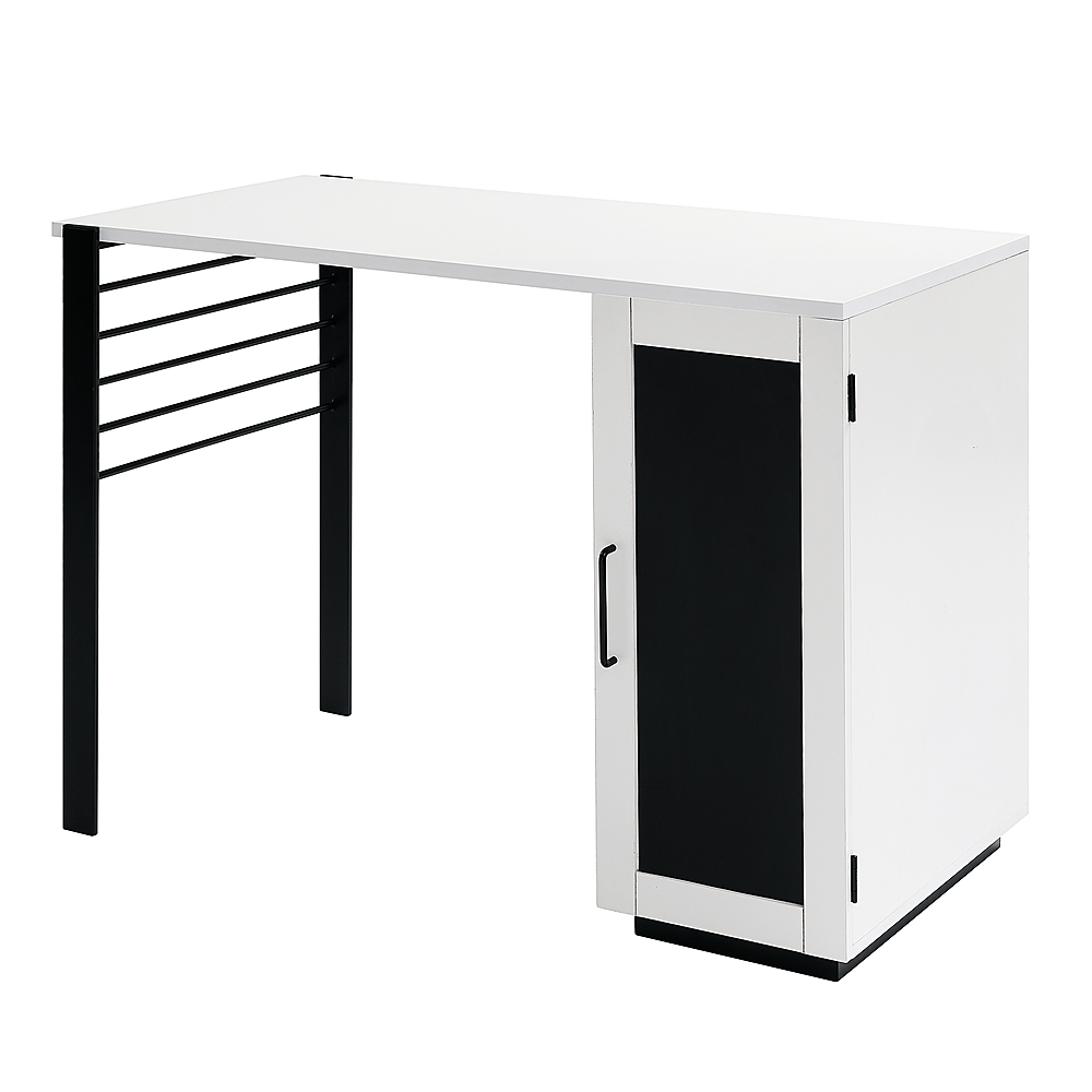 Angle View: Walker Edison - Modern Writing Desk with Magnetic Chalkboard Door - Solid White