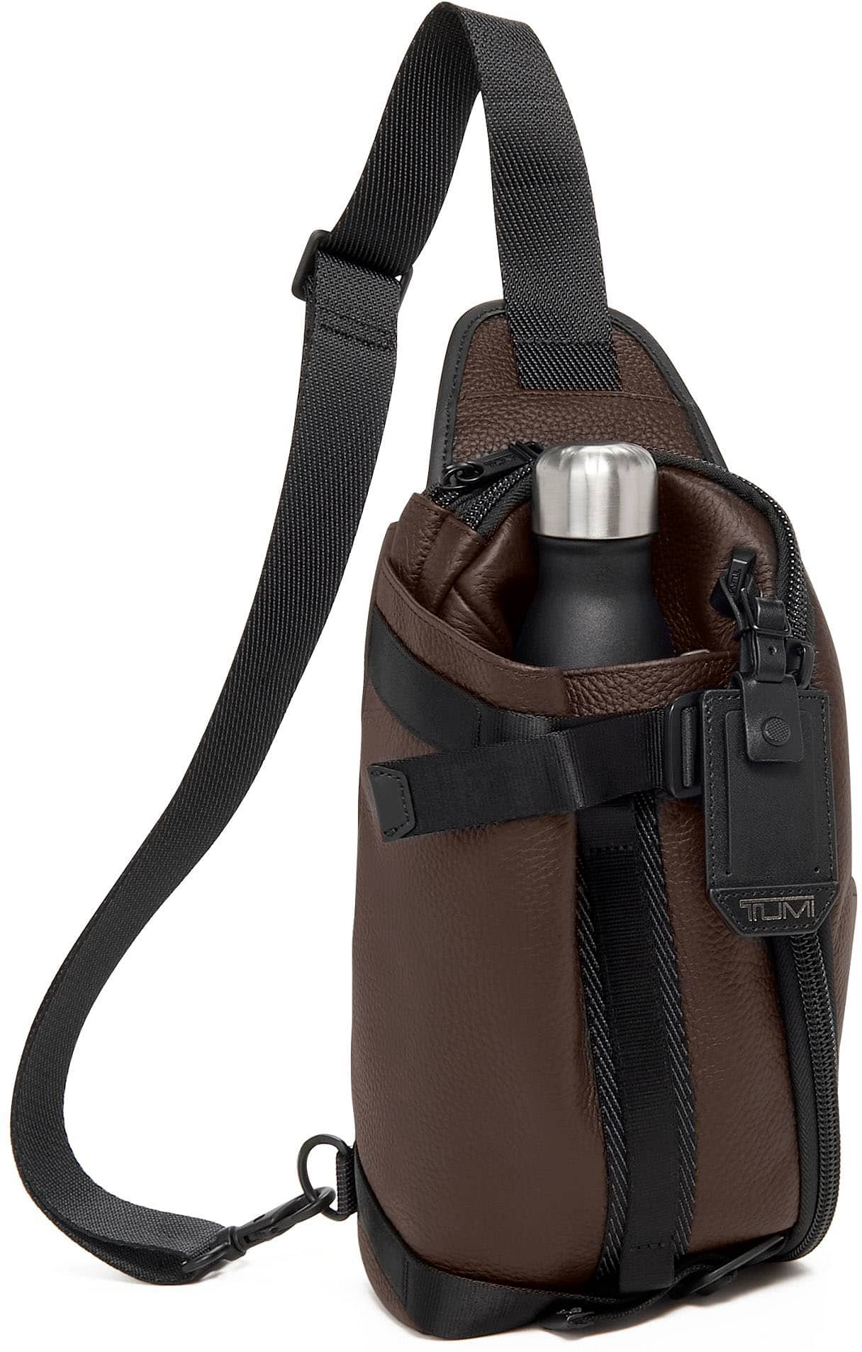 Left View: TUMI - Alpha Bravo Platoon Sling - Dark Brown