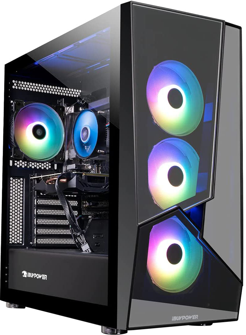 Angle View: iBUYPOWER - SlateMR Gaming Desktop - Intel i5-11400F - 8GB Memory - NVIDIA GeForce RTX 3050 8GB - 480GB SSD - Black