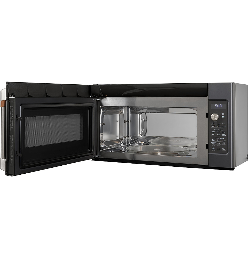 Angle View: Café - 1.7 Cu. Ft. Convection Over-the-Range Microwave with Air Fry - Matte black
