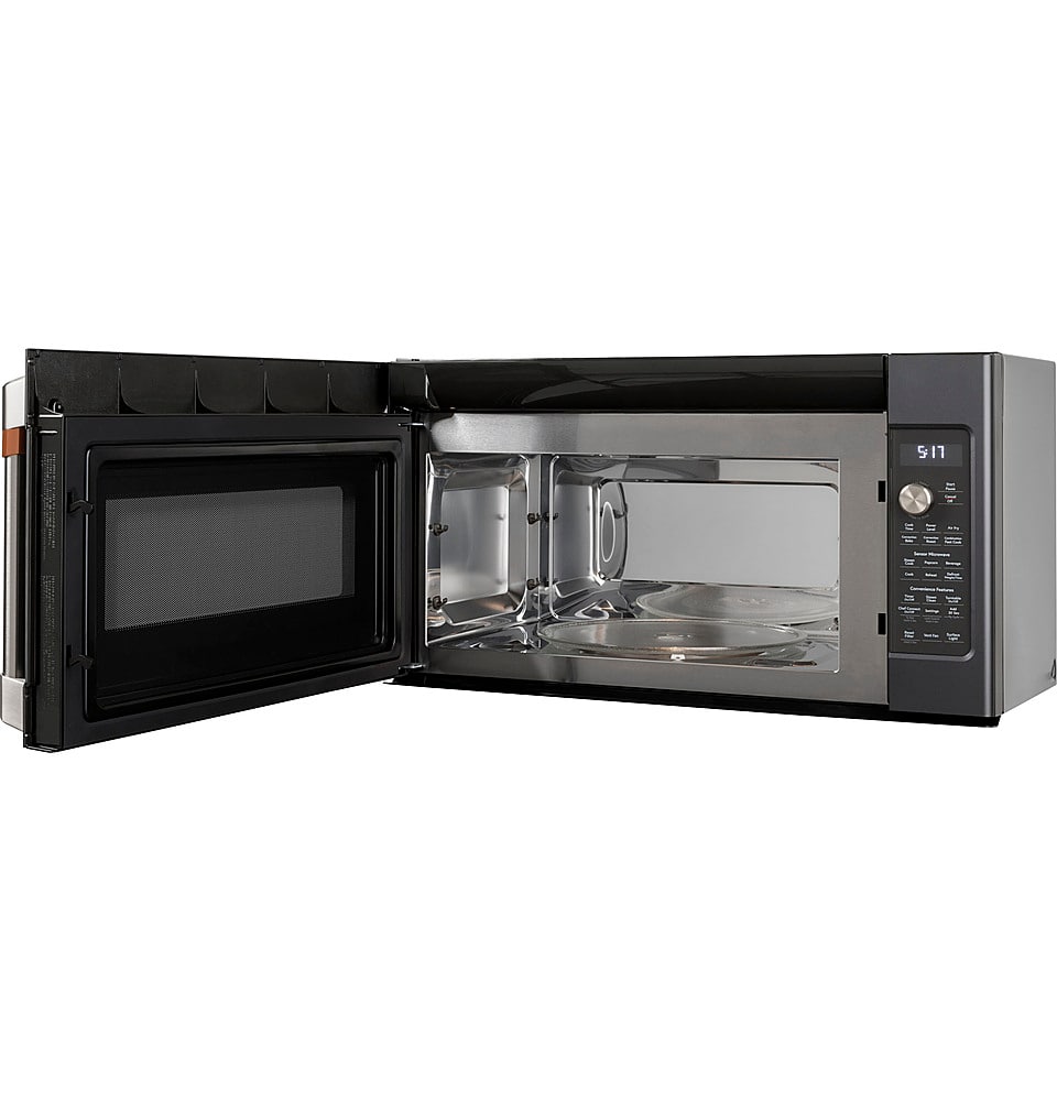 Angle. Café - 1.7 Cu. Ft. Convection Over-the-Range Microwave with Air Fry - Matte Black.