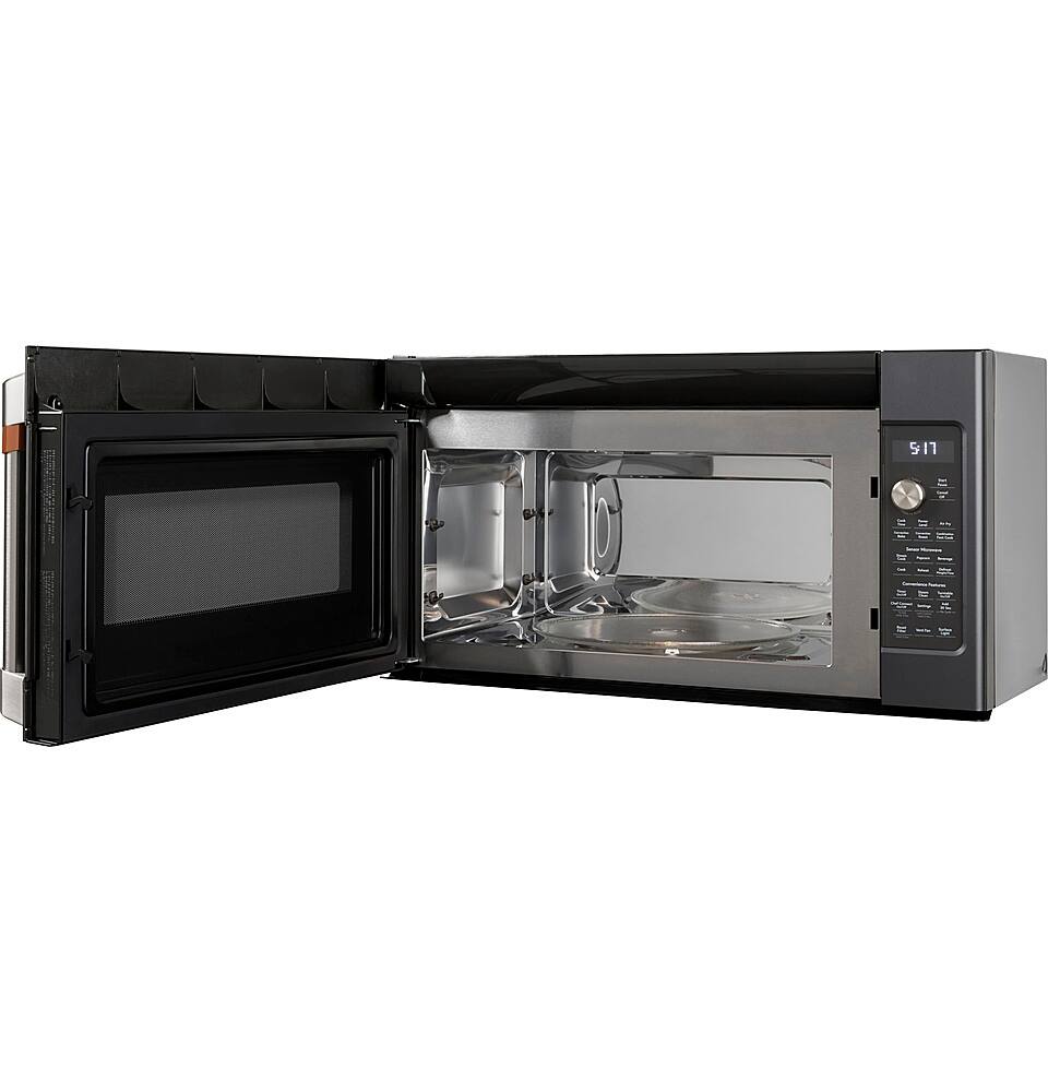 Angle. Café - 1.7 Cu. Ft. Convection Over-the-Range Microwave with Air Fry - Matte Black.
