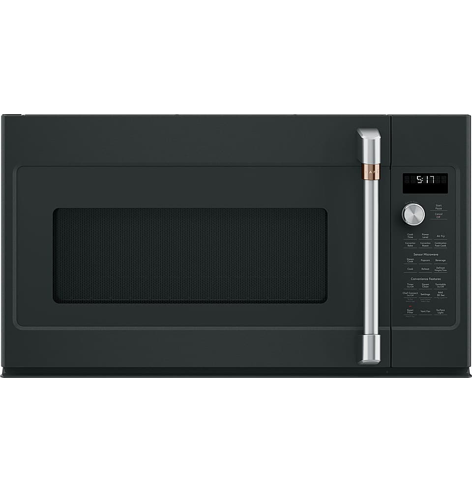 Café - 1.7 Cu. Ft. Convection Over-the-Range Microwave with Sensor Cooking and Air Fry - Matte Black - Front_Zoom