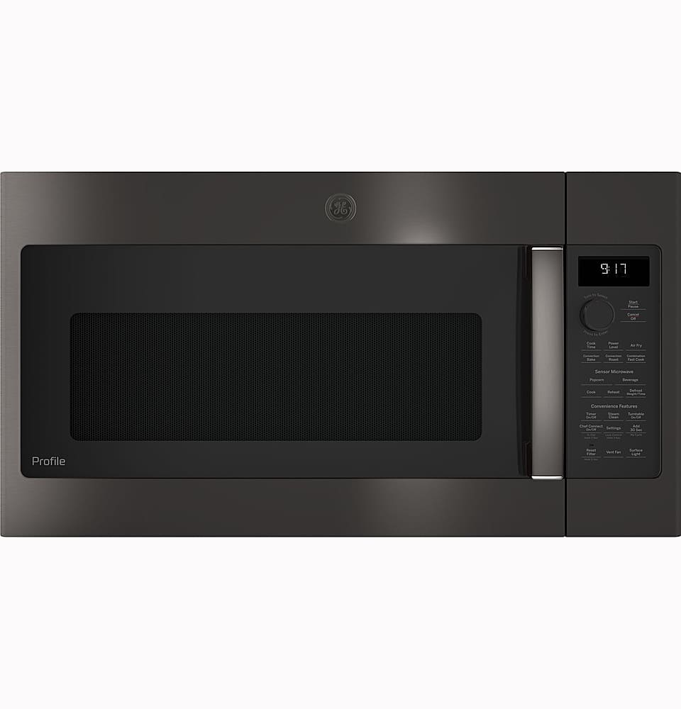 Front. GE Profile - Profile Series 1.7 Cu. Ft. Convection Over-the-Range Microwave with Sensor Cooking and Chef Connect - Black Stainless Steel.
